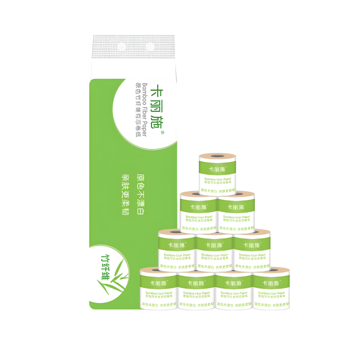 CARICH Рулон бумаги из натурального небеленного бамбукового волокна на втулке, 10 шт